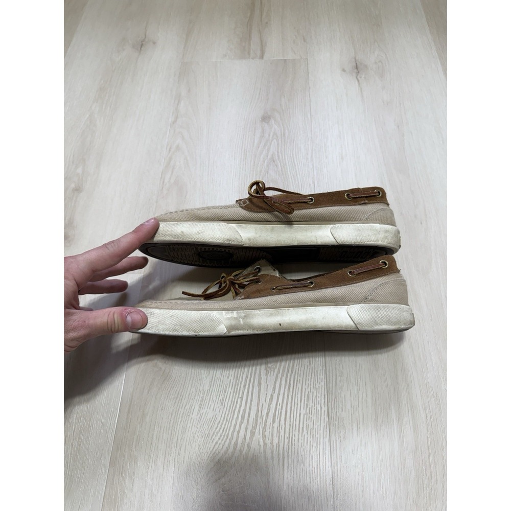 Polo Ralph Lauren Boat Shoes Men's Size 10 D Rylander Beige Leather Lace Up
